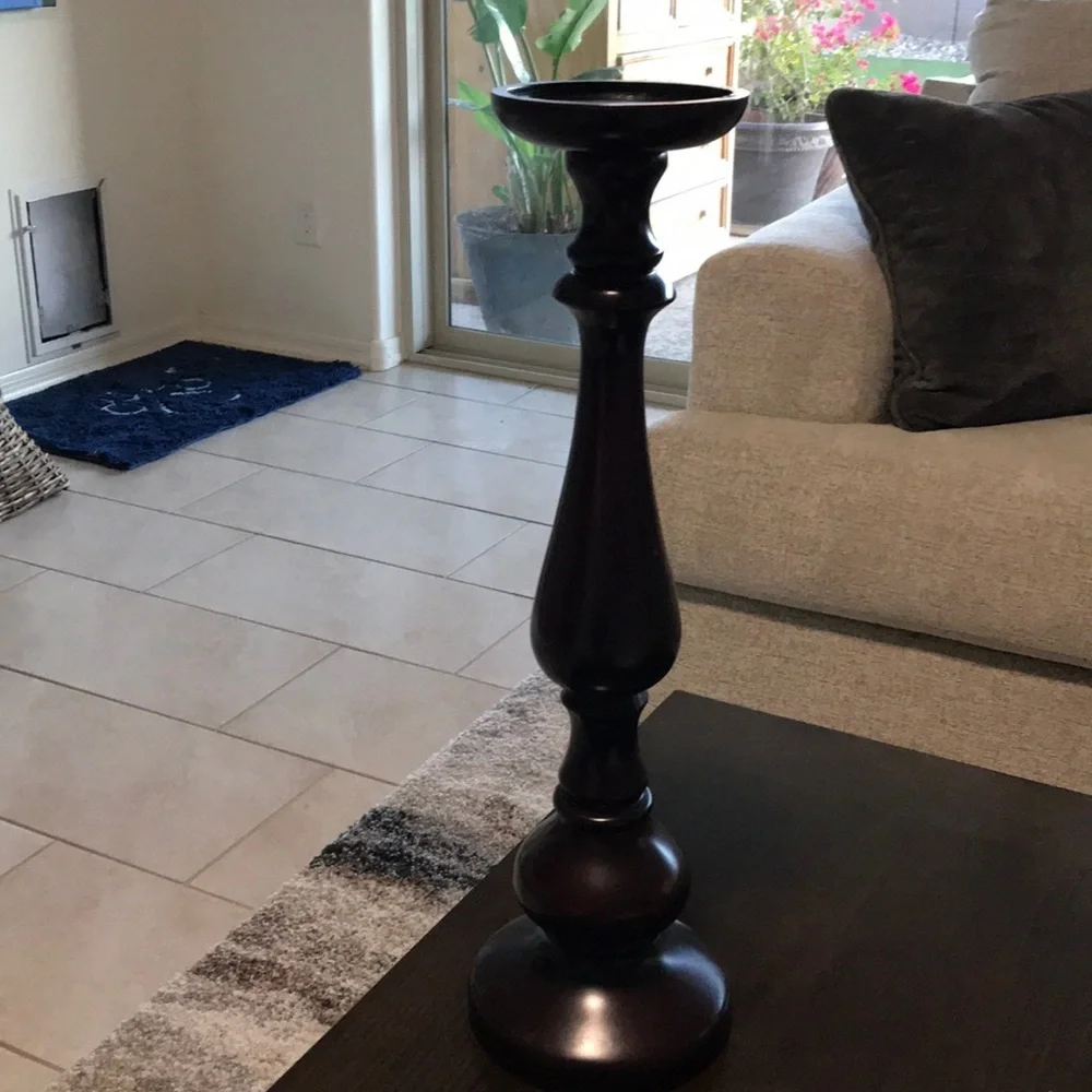 22” Candlestick. Wood (or Wood Like Resin.)